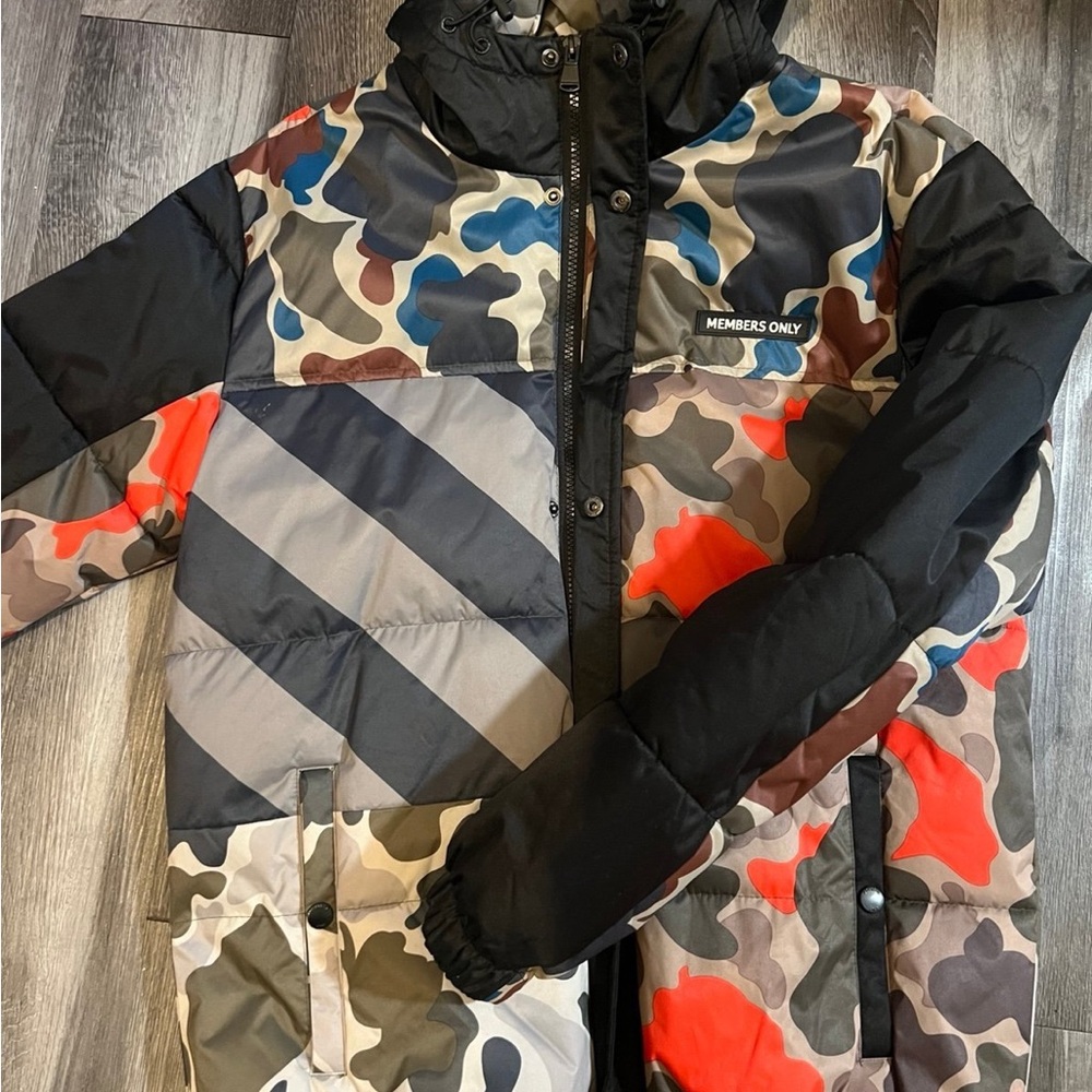 Members Only Black and Camo Jacket